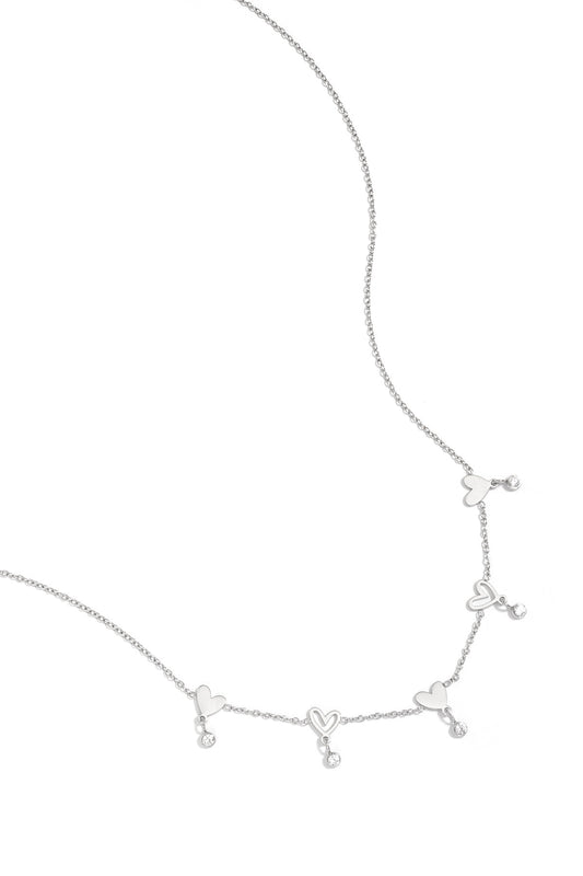 Ketting met wisselende hartjes en hangende steentjes