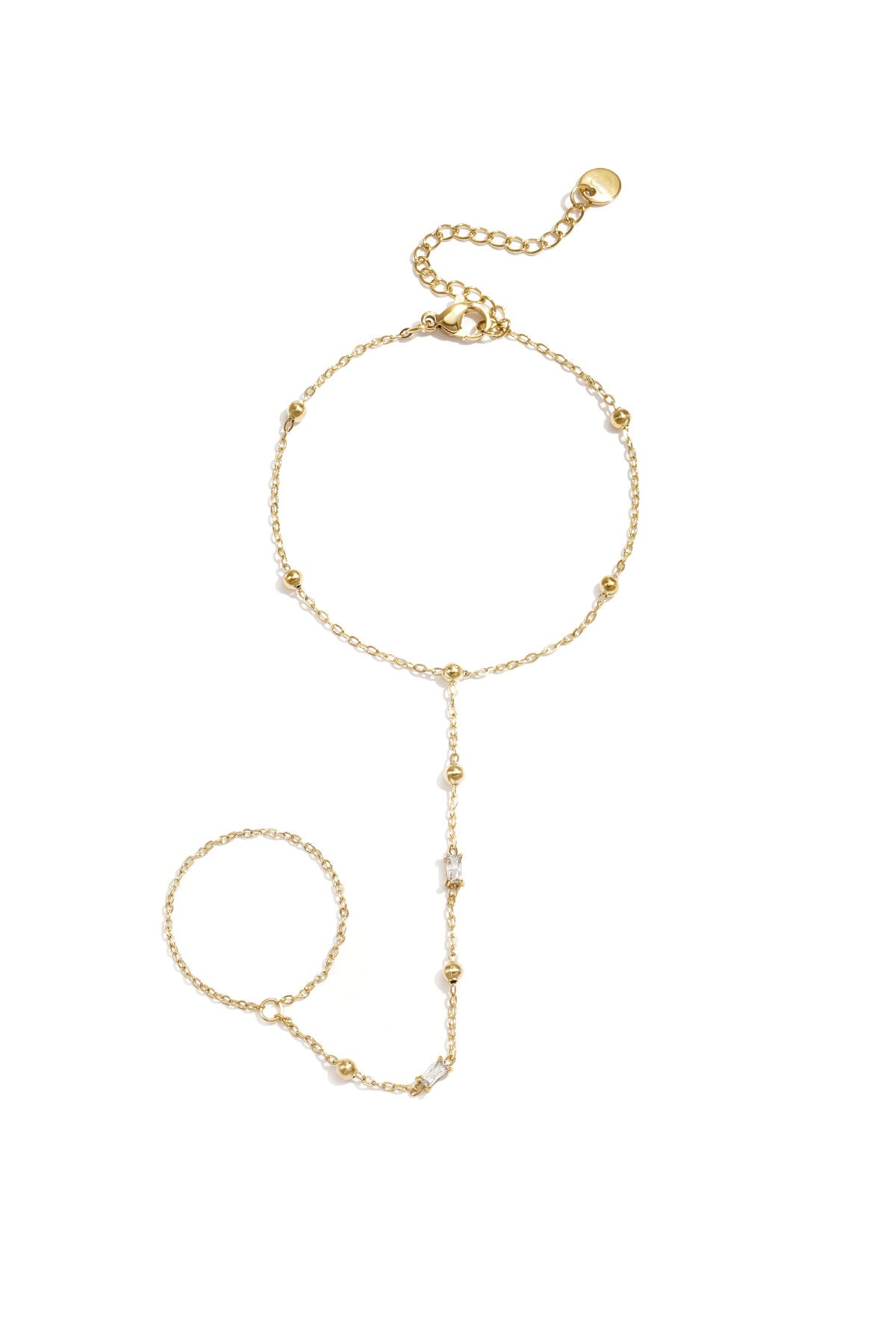 Handchain met bolletjes en rechthoekige steentjes