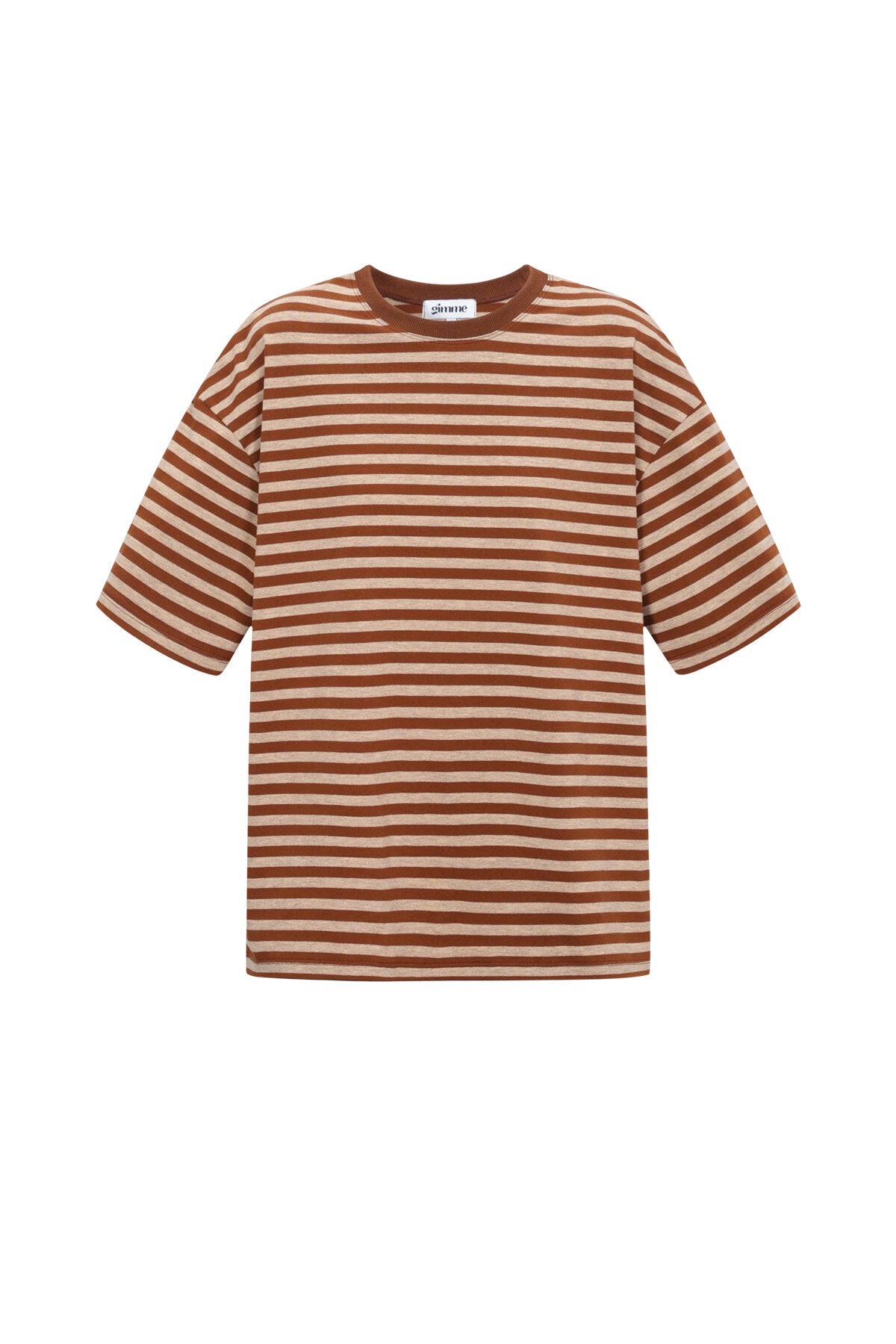 Het kleurrijke gestreepte T-shirt